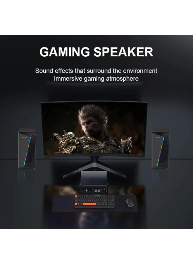 Kisonli x30 KISONLE SPEAKER  RGB Desktop Computer Speakers – 2.0 Channel Stereo – 10W Output – Black - Image 4